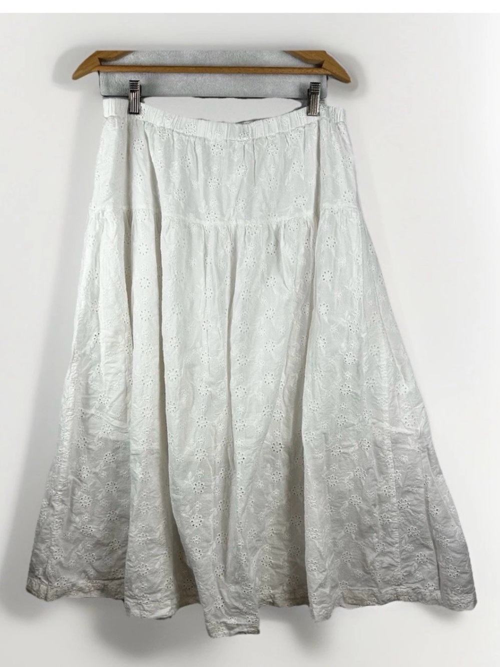 Celebrity Pink White Eyelet A-Line Maxi Skirt